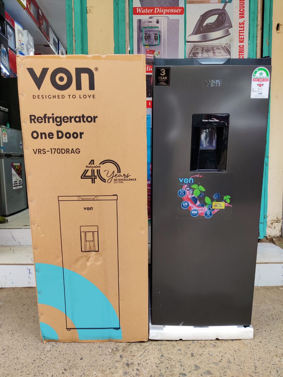VON VRS-170DRAG Single Door Fridge- 170L