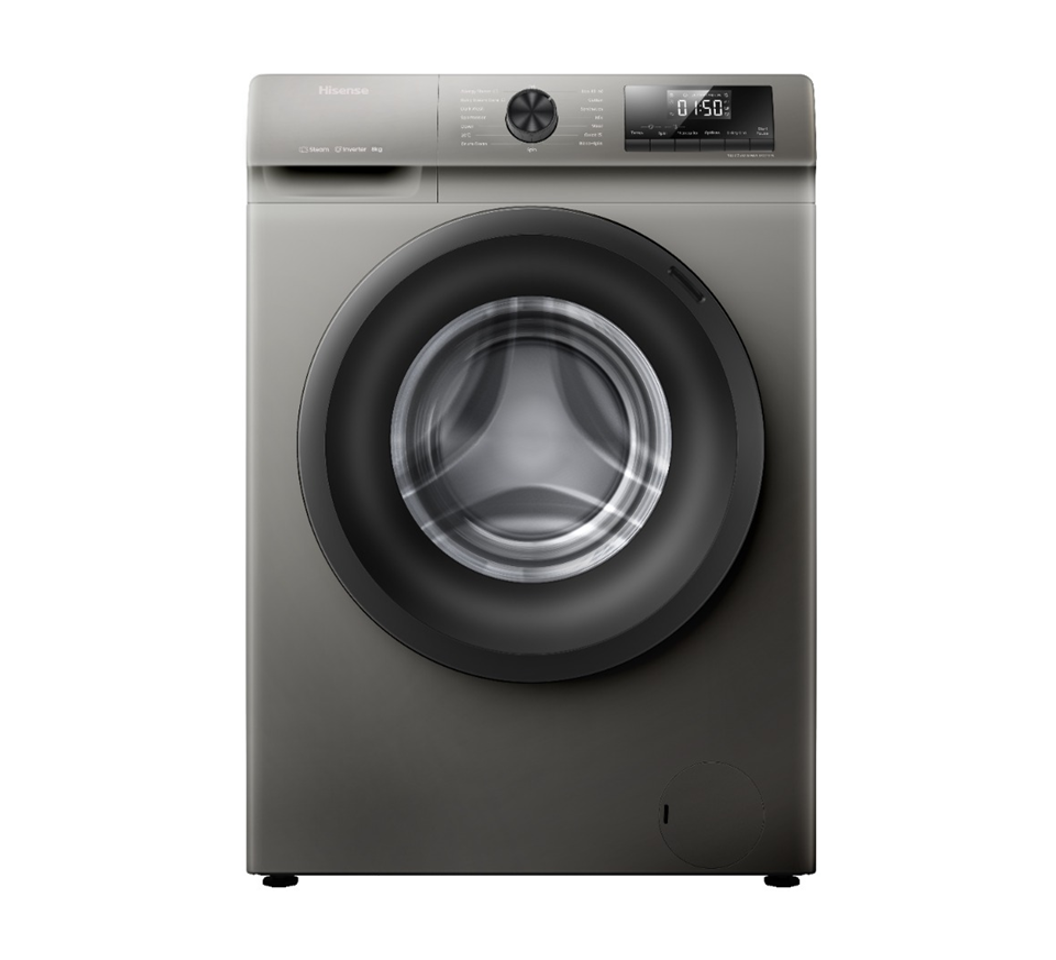 Hisense WFQP8014EVMT Front Load Washing Machine, 8KG - Silver